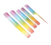 Stylist Hair Cutting Combs 5pcs Set | Salon & Barber Styling Combs for Straight/Curly Hair | Double - Sided Teeth with Distributing Tooth | Synthetic Material, Smooth Design