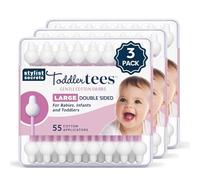 Stylist Secrets Classic ToddlerTees - Large Gentle Double Sided Swabs Designed for Little Ears - for Babies, Infants & Toddlers - Dual Sided Pointed Buds - 54 Cotton Tips - 3 Pack