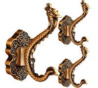 Stylitzy 3 Pack Coat Hooks Metal Vintage Dragon Shape Hooks, Heavy Duty Large Double Hook for Wall Hanging Coats, Towels, Robes and Jacket, Wall Mounted Hooks for Living Room (3 Pack Dragon)