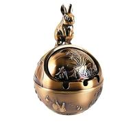 Stylitzy Vintage Decorative Windproof Ashtray with Lid for Cigarettes Metal Portable Cigarette Ashtray Odor Indoor Outdoor Hand Carved Fancy Gift ornament for Men（Bronze Rabbit）
