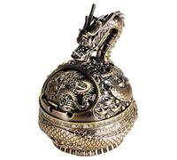 Stylitzy Vintage Dragon Ashtray with Lid for Cigarettes,Metal Windproof Smokeless Odorless Ash Tray Holder for Indoor Outdoor Decorative Hand-Carved Fancy Gift Ornament for Home Office
