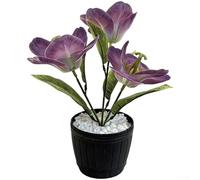 Stylized Artificial Tulip Bonsai Plant with Subtle Color Variation and Textured Petals for Thoughtful Space Styling (Purple)