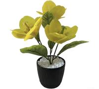 Stylized Artificial Tulip Bonsai Plant with Subtle Color Variation and Textured Petals for Thoughtful Space Styling (Yellow)