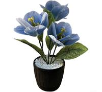 Stylized Artificial Tulip Bonsai Plant with Subtle Color Variation and Textured Petals for Thoughtful Space Styling (Blue)
