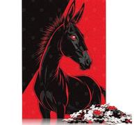 Stylized Black Donkey with Red Background Puzzle Jigsaws 1000 Pieces for Adults Wooden Puzzle for Adults And Teenager Jigsaw Puzzles for Adult 1000pcs (75x50cm)