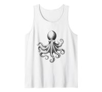 Stylized Black Silhouette Octopus with Flowing Tentacles Des Tank Top