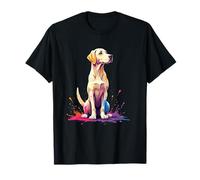 Stylized Cartoon Labrador with Color Splashes T-Shirt