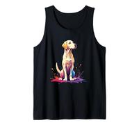 Stylized Cartoon Labrador with Color Splashes Tank Top