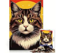 Stylized Cat Portrait with Warm Background 1000 Piece Jigsaw Puzzles for Adults Teenagers Memory Gain Relaxed Mind Design Assembly 50x75cm