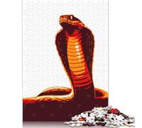 Stylized Cobra Illustration on White Background Puzzle Difficult Hard 100 Percent Recycled Cardboard Jigsaw Puzzle for Women Men 500pcs (52x38cm)