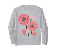 Stylized Coral Pink Abstract Floral Botanical Art Long Sleeve T-Shirt