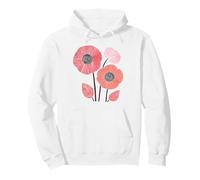 Stylized Coral Pink Abstract Floral Botanical Art Pullover Hoodie