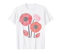 Stylized Coral Pink Abstract Floral Botanical Art T-Shirt