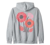 Stylized Coral Pink Abstract Floral Botanical Art Zip Hoodie