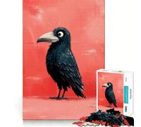 Stylized Crow Illustration on Red Background 1000 Pieces Jigsaw Puzzles for Adults Think Smart Toy Quiet Fun Accurate Cut 50x75cm