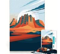 Stylized Desert Landscape Illustration 1000 Piece Jigsaw Puzzle for Teenagers Mind Game Toy Stress Release Neat Cut Artistic Gift 38x52cm