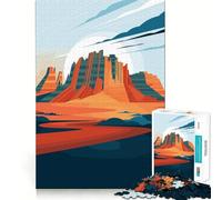 Stylized Desert Landscape Illustration 1000 Piece Jigsaw Puzzle for Teenagers Recall Upgrade Calm Mind Clear Cut Art Collectible 38x26cm