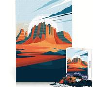 Stylized Desert Landscape Illustration 1000 Piece Jigsaw Puzzle for Teenagers Recall Upgrade Calm Mind Clear Cut Art Collectible 38x26cm