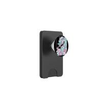 Stylized Dragon Floral Art in Turquoise and Pink PopSockets PopWallet for MagSafe