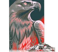 Stylized Eagle Portrait with Red Accents Puzzle Unique Home Decor Paper Rectangular Jigsaw Puzzle for Adults Teen 500pcs (52x38cm)