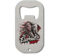 Stylized Elephant Head with Red Accents Stainless Steel Bottle Opener Silver