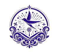 Stylized Emblem Featuring a Soaring Bird Wall Decals PVC 42x46.2cm Can Modify and add Information DarkBlue