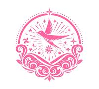 Stylized Emblem Featuring a Soaring Bird Wall Stickers Paster Paper 42x46.2cm Multiple Size Options Pink