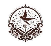 Stylized Emblem Featuring a Soaring Bird Wall Stickers Paster Paper 67.2x73.9cm Art Mural Painting Coffee