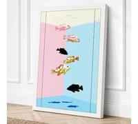 Stylized Fish Symphony Canvas Wall Art Print 18x12 Inch