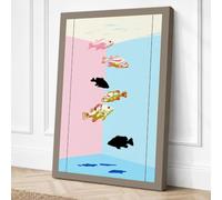 Stylized Fish Symphony Canvas Wall Art Print 24x16 Inch