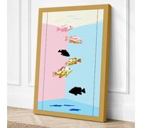 Stylized Fish Symphony Canvas Wall Art Print 24x16 Inch