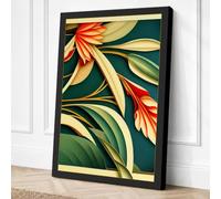 Stylized Floral Stems Canvas Wall Art Print 24x16 Inch