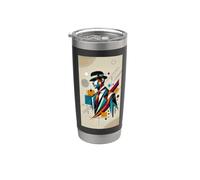 Stylized Gentleman Abstract Modern Design with Vintage Style Stainless Steel Insulated Tumbler