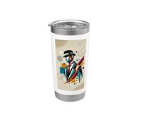 Stylized Gentleman Abstract Modern Design with Vintage Style Stainless Steel Insulated Tumbler