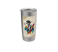 Stylized Gentleman Abstract Modern Design with Vintage Style Stainless Steel Insulated Tumbler