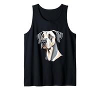Stylized Great Dane Dog Head - Cartoon Animal Portrait Tank Top