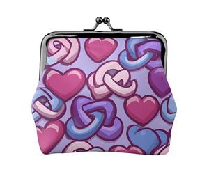 Stylized Infinity Symbol Printed Microfiber Leather Kiss Lock Mini Wallet, Compact, Wearable and Easy to Carry.