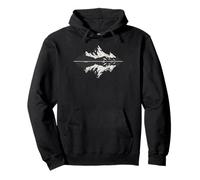 Stylized mountains reflected in a lake - outdoor & hiking Pullover Hoodie