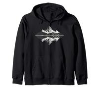 Stylized mountains reflected in a lake - outdoor & hiking Zip Hoodie