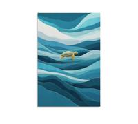 Stylized Ocean Sea Turtle Poster Canvas Print Art Contemporary Whimsical Wall Decor Stunning Wall Decoration For Office Dorm Room Apartment Art Canvas Painting Decor Wall Print Photo Home Modern Deco