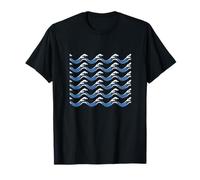 Stylized Ocean Wave Pattern Blue Sea Art Japanese T-Shirt