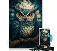 Stylized Owl Portrait Jigsaw Puzzles for Teenagers 1000 Piece Smart Toy Leisure Time Accurate Cut Seasonal Gift 38x26cm