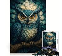 Stylized Owl Portrait Jigsaw Puzzles for Teenagers 1000 Piece Smart Toy Leisure Time Accurate Cut Seasonal Gift 38x26cm