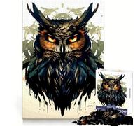 Stylized Owl Portrait with Dripping Paint 1000 Pieces Jigsaws Adults Puzzles Mind Exercise Toy Shared Fun Precision Cut Art Display 50x75cm
