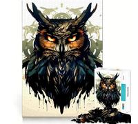 Stylized Owl Portrait with Dripping Paint 1000 Pieces Jigsaws Adults Puzzles Mind Exercise Toy Shared Fun Precision Cut Art Display 50x75cm