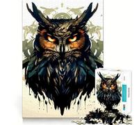 Stylized Owl Portrait with Dripping Paint Jigsaw Puzzles for Adults1000 Piece Sharp Logic Toy Together Fun Tight Cut Memorable Gift 38x52cm