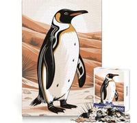 Stylized Penguin in Desert Landscape 1000 Pieces Jigsaw Puzzles for Teenagers Logic Ability Toy Light Relax Accurate Cut Classic Gift 38x26cm