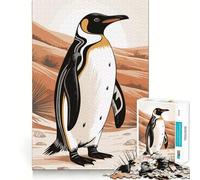 Stylized Penguin in Desert Landscape 1000 Pieces Jigsaw Puzzles for Teenagers Logic Ability Toy Light Relax Accurate Cut Classic Gift 38x26cm