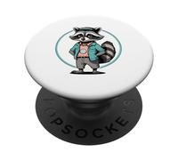 Stylized Raccoon Character Illustration PopSockets Adhesive PopGrip