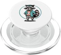 Stylized Raccoon Character Illustration PopSockets PopGrip for MagSafe